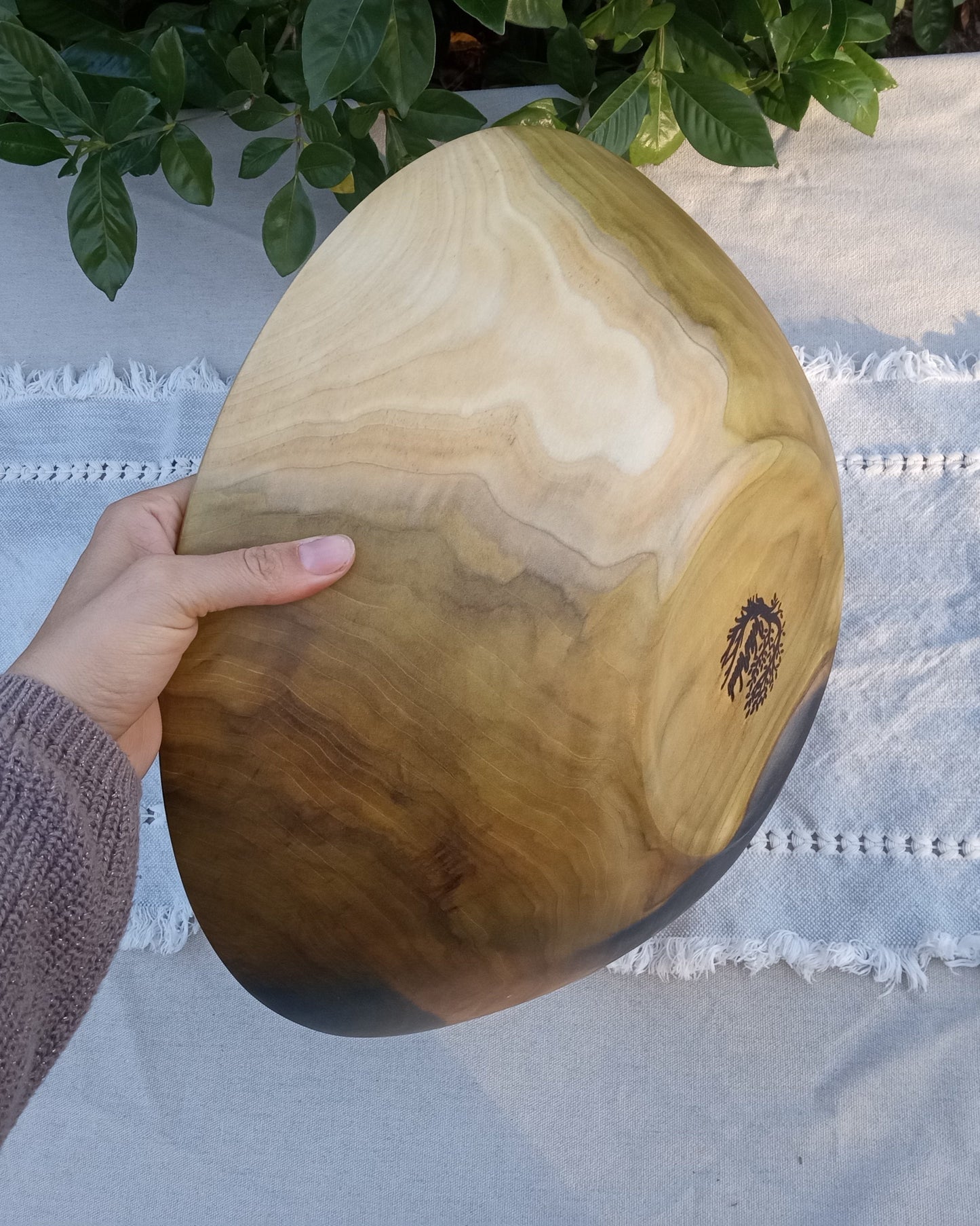 Large 15" Wood Salad Bowl - Handmade Tulip Tree Serving Bowl - Food Safe Wooden Bowl - Kitchen Gifts for Her