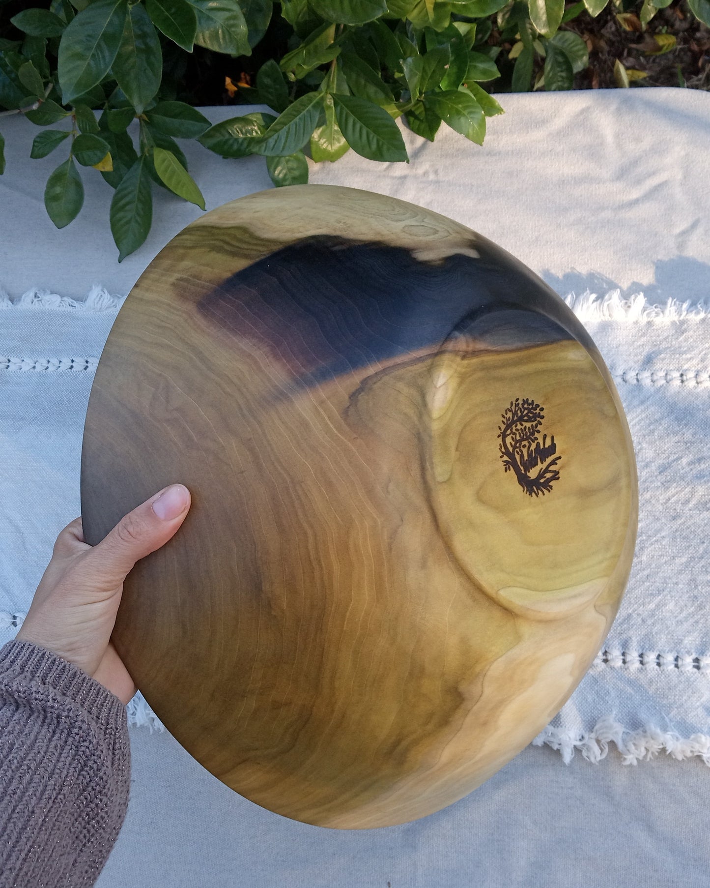 Large 15" Wood Salad Bowl - Handmade Tulip Tree Serving Bowl - Food Safe Wooden Bowl - Kitchen Gifts for Her