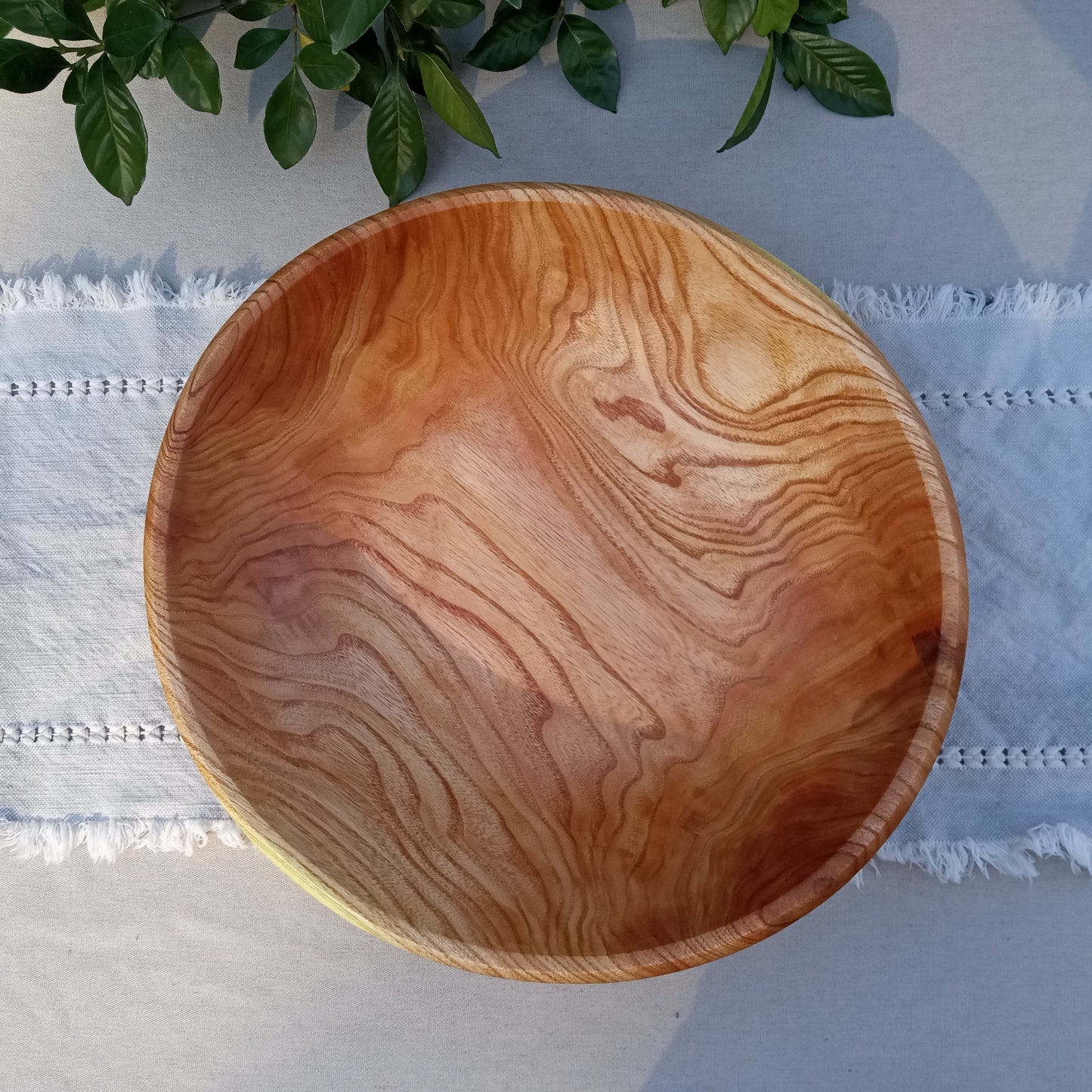 Large 17" Handmade Wooden Salad Bowl - Food Safe Turned Wood Serving Bowl - Unique Handcrafted Gifts for Her