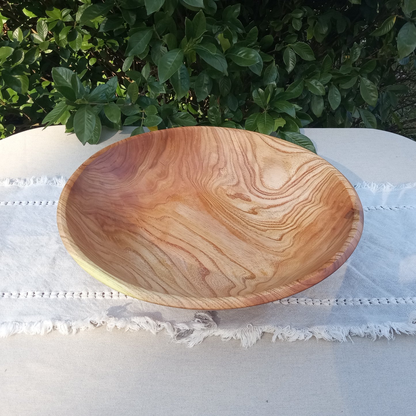 Large 17" Handmade Wooden Salad Bowl - Food Safe Turned Wood Serving Bowl - Unique Handcrafted Gifts for Her