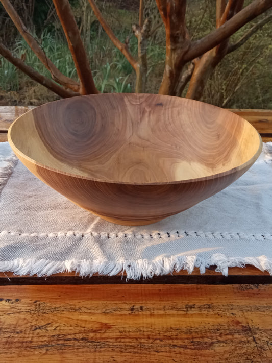 12" Elm Wood Decor Bowl - Handmade Figured Wooden Bowl - Decorative Wood Bowl Centerpiece - Wood Anniversary Gift for Him