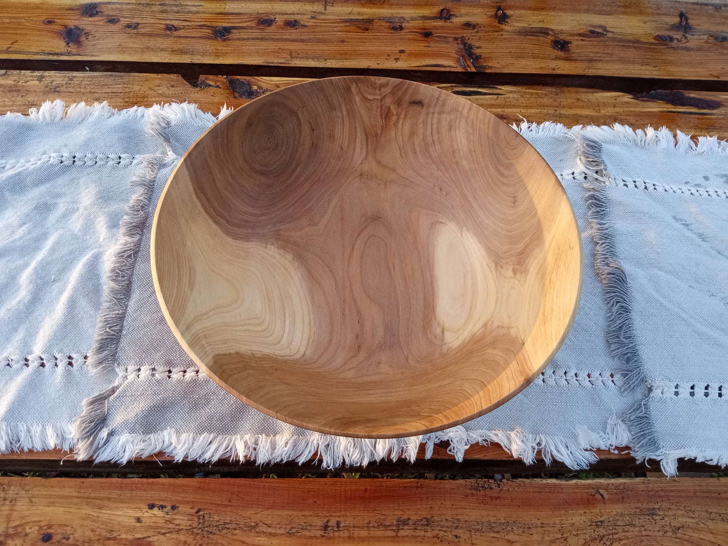 12" Elm Wood Decor Bowl - Handmade Figured Wooden Bowl - Decorative Wood Bowl Centerpiece - Wood Anniversary Gift for Him