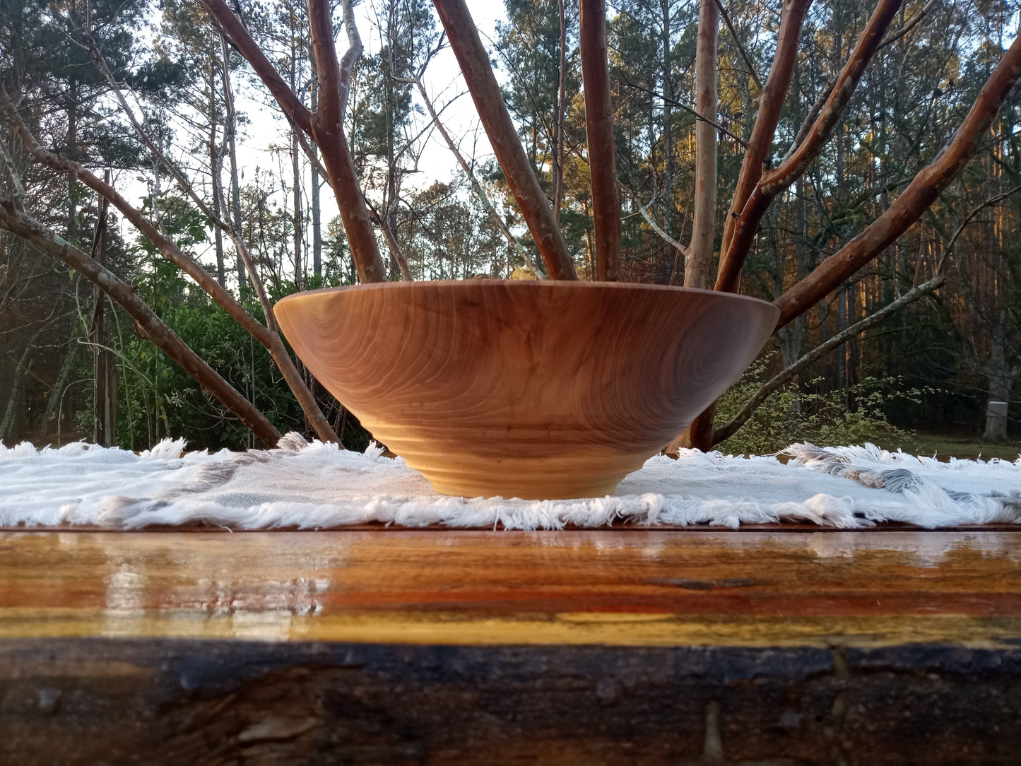 12" Elm Wood Decor Bowl - Handmade Figured Wooden Bowl - Decorative Wood Bowl Centerpiece - Wood Anniversary Gift for Him