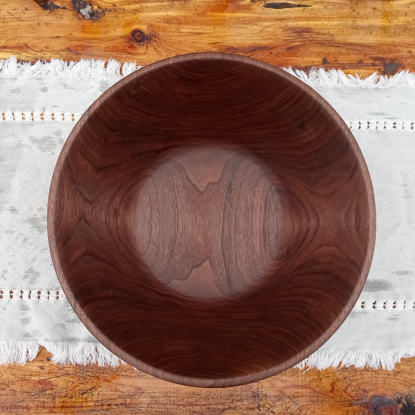 12" Walnut Wood Salad Bowl - Large Handcrafted Wooden Salad Serving Bowl - Handmade Anniversary Gift