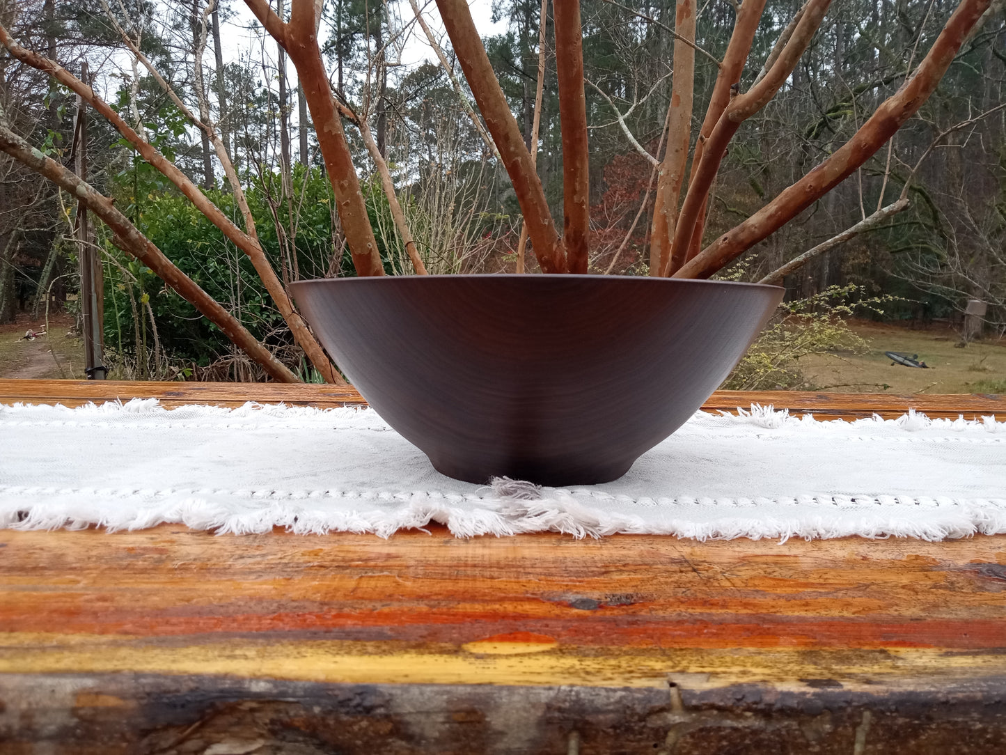 12" Walnut Wood Salad Bowl - Large Handcrafted Wooden Salad Serving Bowl - Handmade Anniversary Gift