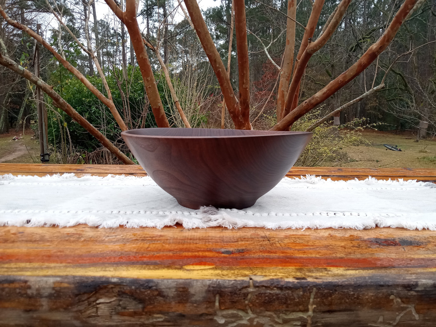 12" Walnut Wood Salad Bowl - Large Handcrafted Wooden Salad Serving Bowl - Handmade Anniversary Gift