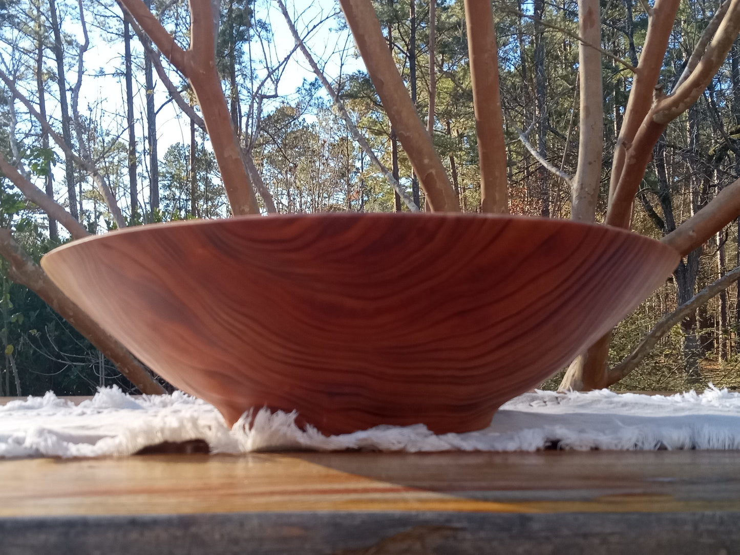 Extra-Large Wood Salad Bowl - Handmade 17" Torched Chinaberry Wood Bowl - Turned Wooden Serving Bowl