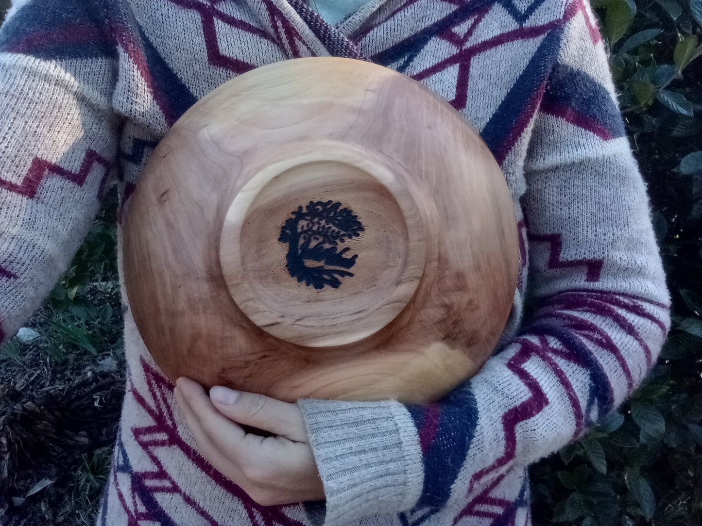 11" Handmade Wooden Salad Bowl - Elm Wood Bowl - Solid Wooden 2 Serving Salad Bowl - Gift for Her