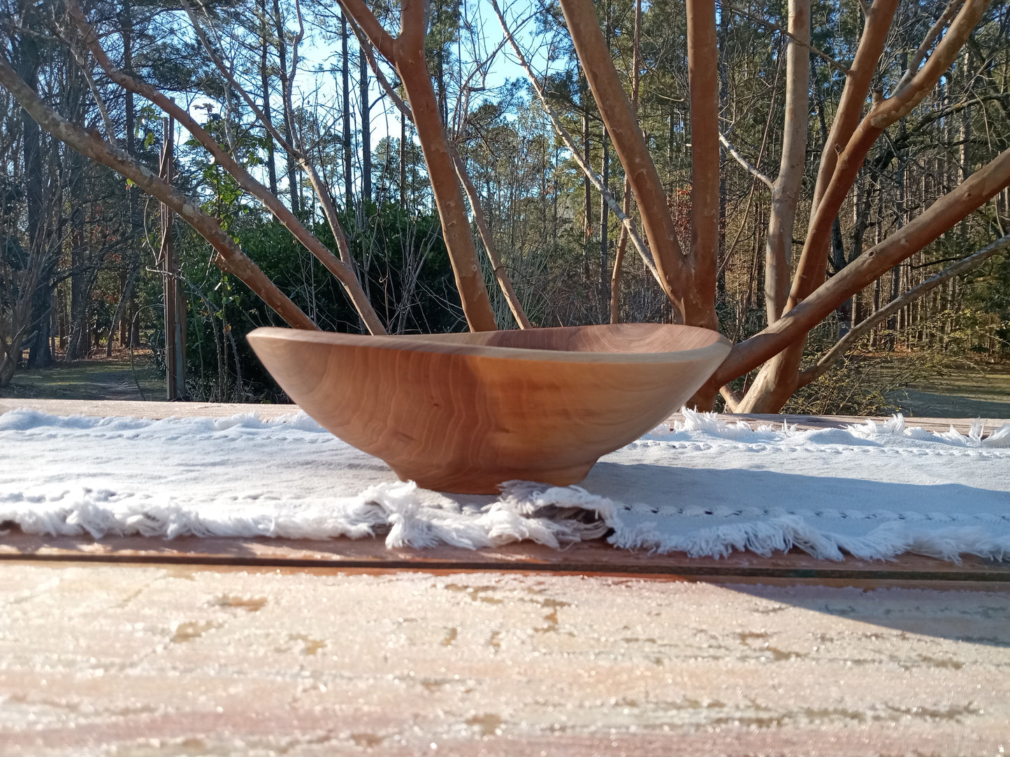 11" Handmade Wooden Salad Bowl - Elm Wood Bowl - Solid Wooden 2 Serving Salad Bowl - Gift for Her