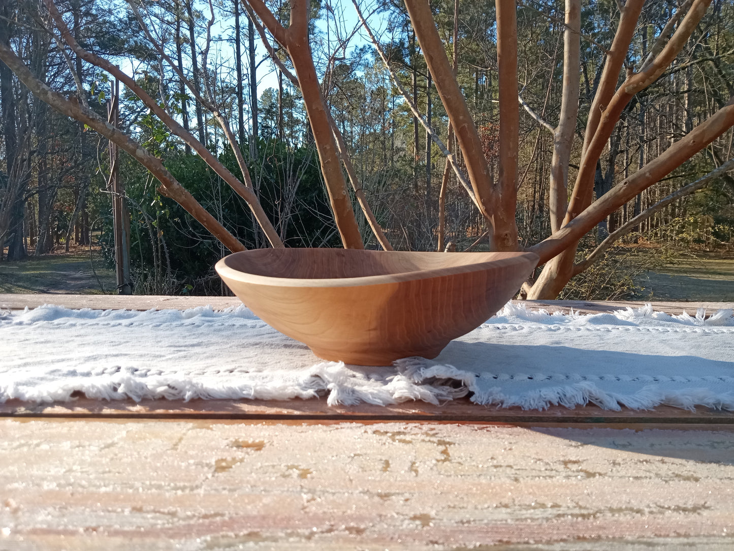 11" Handmade Wooden Salad Bowl - Elm Wood Bowl - Solid Wooden 2 Serving Salad Bowl - Gift for Her