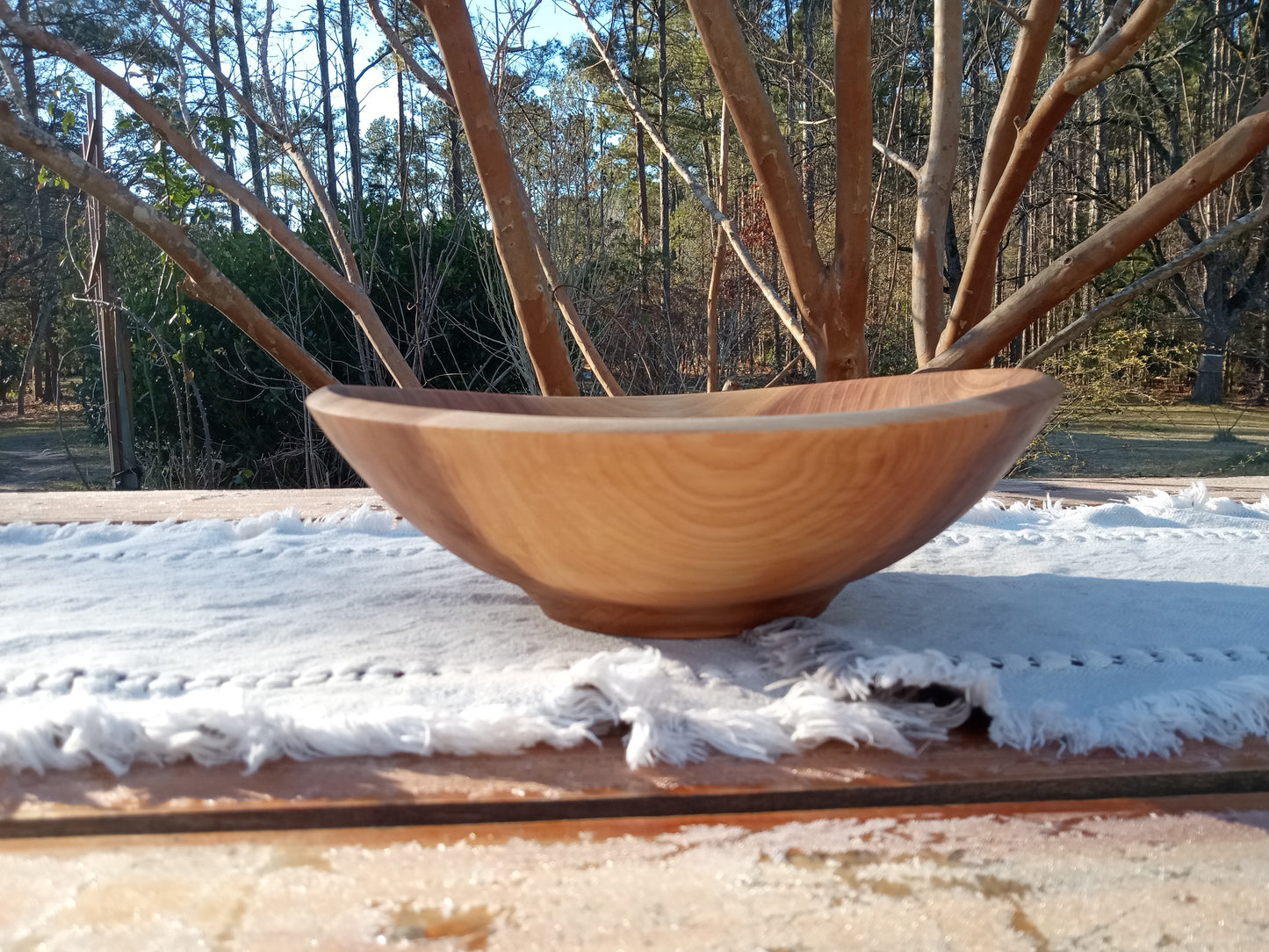 11" Handmade Wooden Salad Bowl - Elm Wood Bowl - Solid Wooden 2 Serving Salad Bowl - Gift for Her