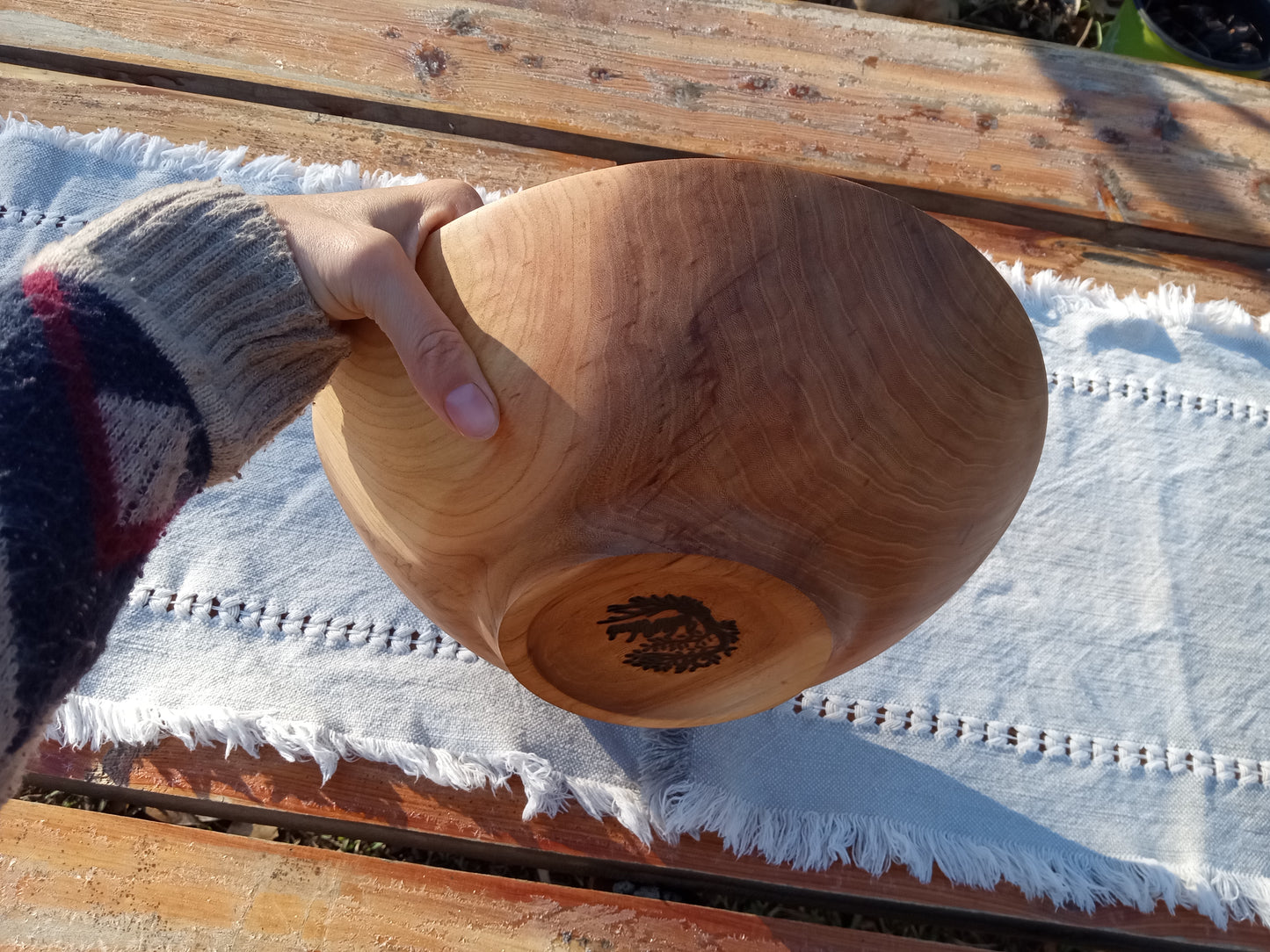 11" Handmade Wooden Salad Bowl - Elm Wood Bowl - Solid Wooden 2 Serving Salad Bowl - Gift for Her