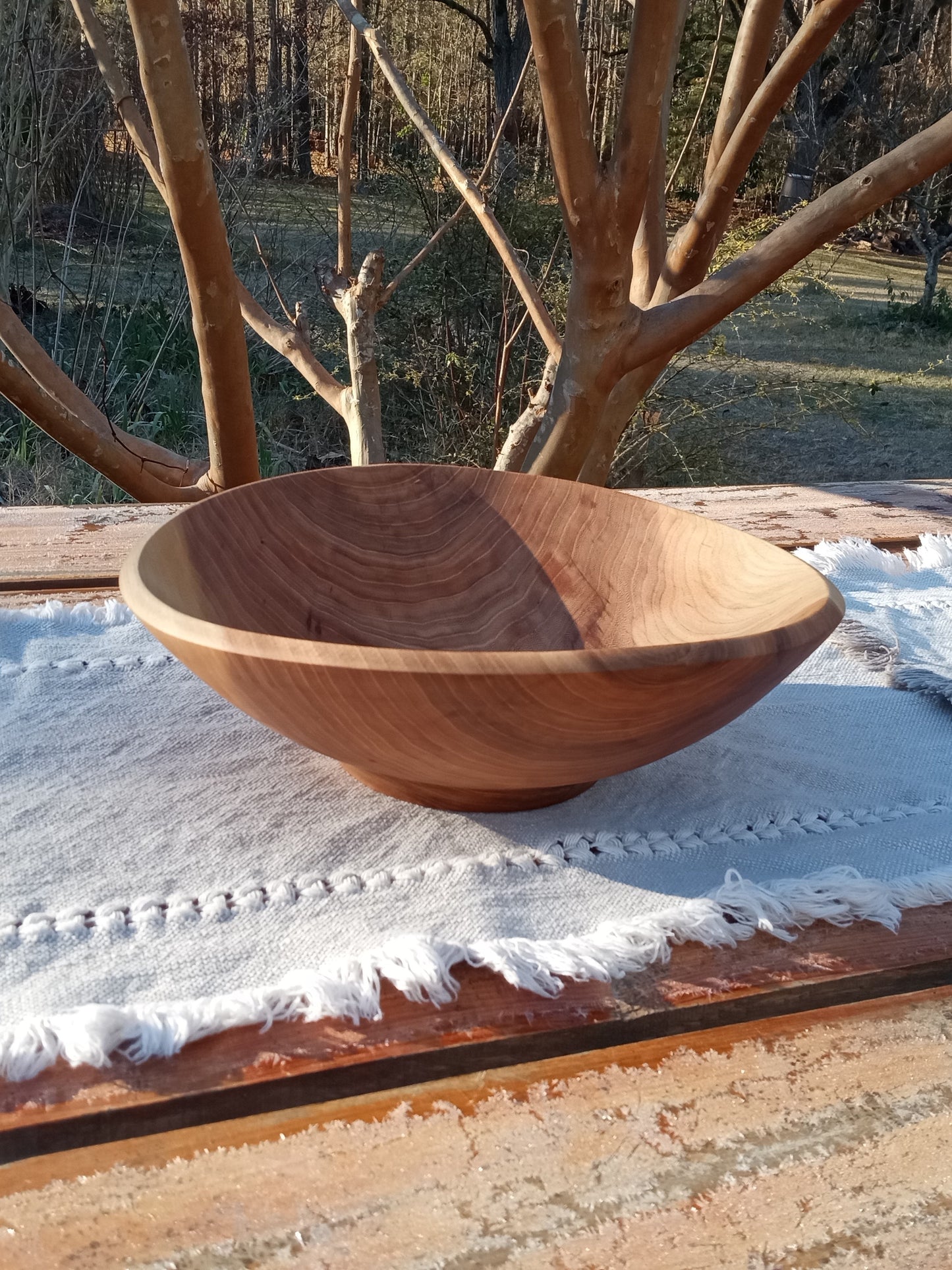 11" Handmade Wooden Salad Bowl - Elm Wood Bowl - Solid Wooden 2 Serving Salad Bowl - Gift for Her