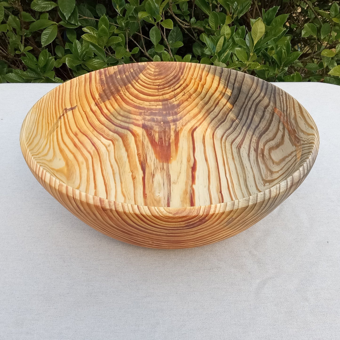 16" Pine Wood Salad Bowl - Country Kitchen Decor - Turned Wood Bowls for Serving - Handmade Wooden Serveware - Birthday Gift for Home