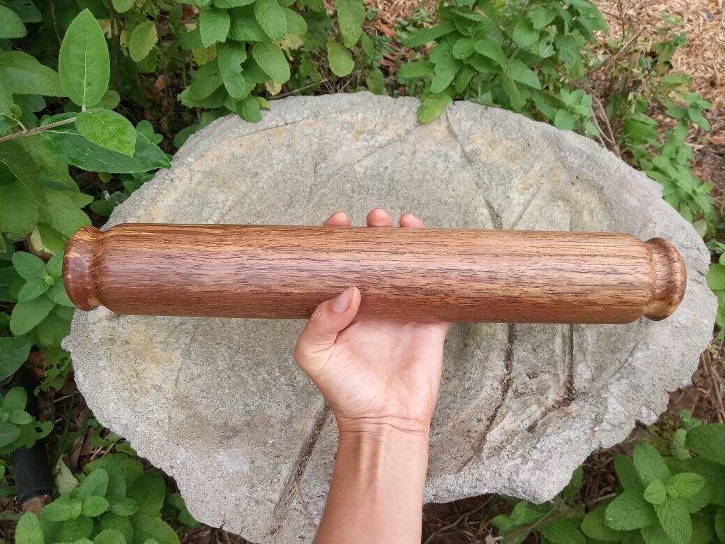 Wooden Rolling Pin - Figured Pecan Wood Roller - For the Baker - Chef Gifts - Thick Wooden Pastry Roller - Functional Kitchen Wall Decor