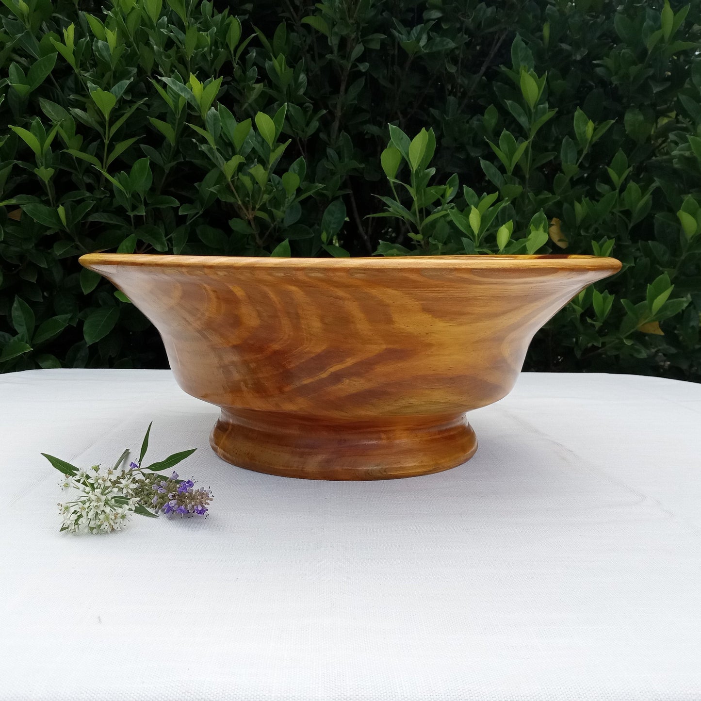 Colorful Wood Decor Bowl - Pine Pedestal Bowl - Turned Wood Bowls - Elegant Table Art - Artistic Home Accents - Handmade Wooden Bowl