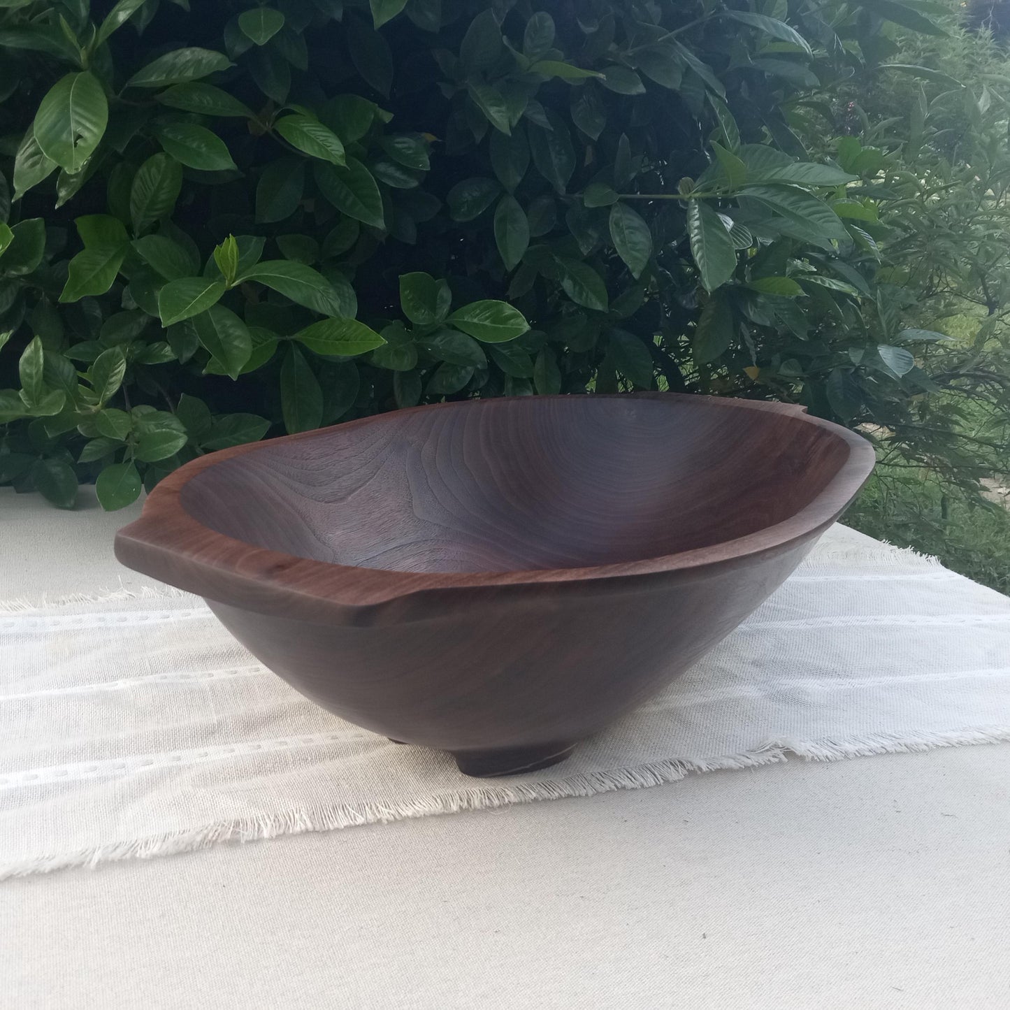 22" Black Walnut Wood Bowl with Burl Detail - Handmade Footed Wooden Dough Bowl - Centerpiece for the Table - Wedding Gift for the Home