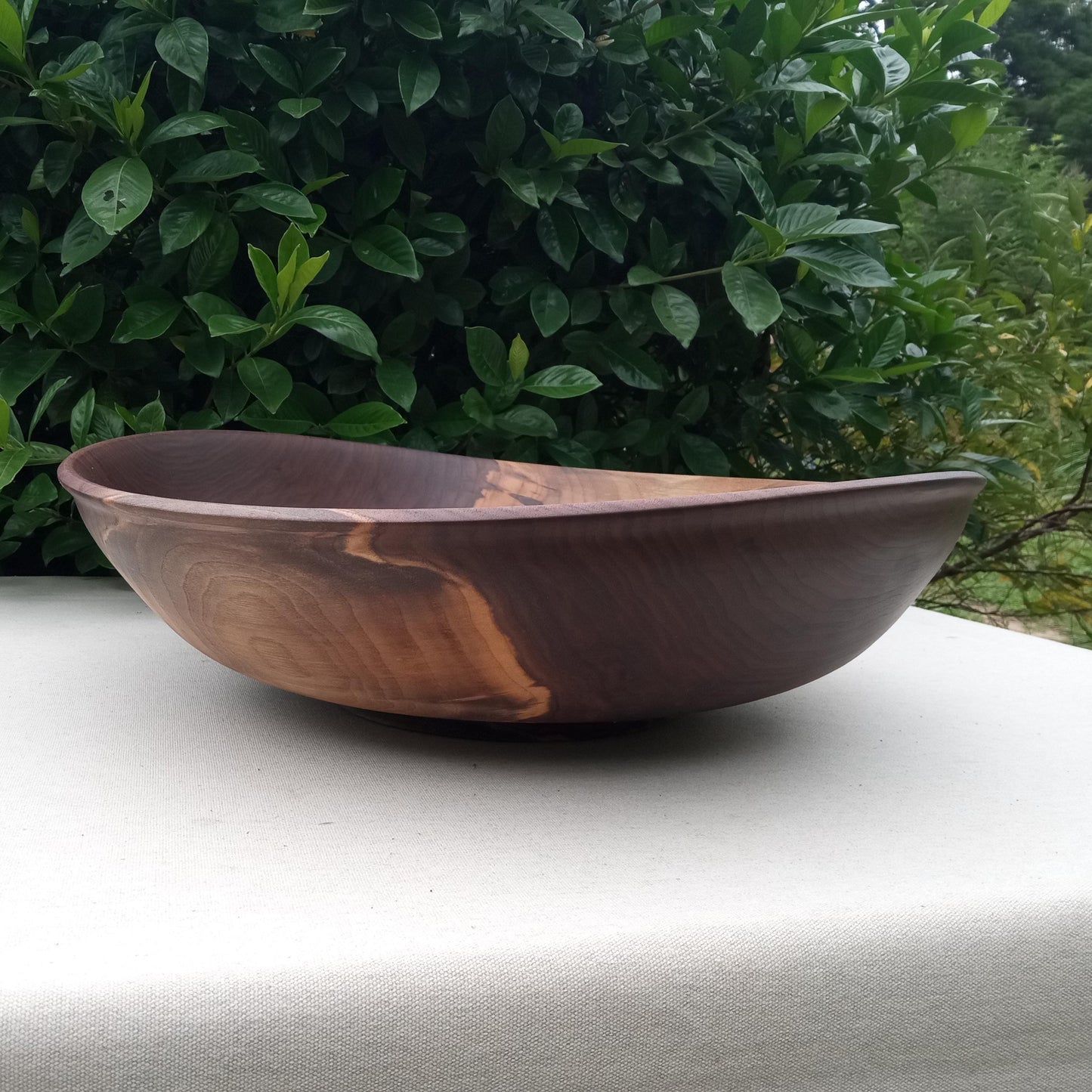 Extra-Large 20" Black Walnut Wood Salad Bowl - Unique Handmade Wooden Serving Bowl - Rare Turned Wood Centerpiece - Oversized OOAK Wood Bowl