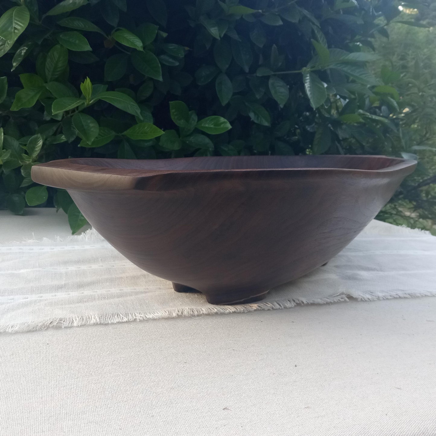 22" Black Walnut Wood Bowl with Burl Detail - Handmade Footed Wooden Dough Bowl - Centerpiece for the Table - Wedding Gift for the Home