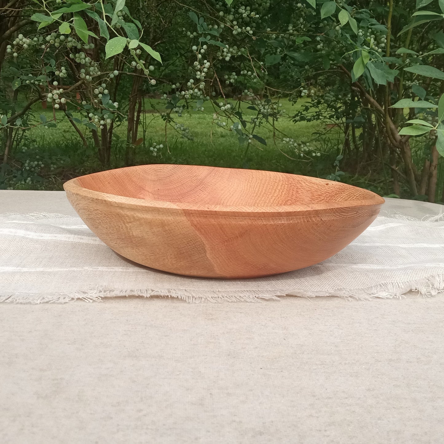 Handmade Oak Wood Bowl - Natural Edge Turned Wood Salad Bowl - Handcrafted Wooden Centerpiece for the Table -Housewarming Gift for Couple