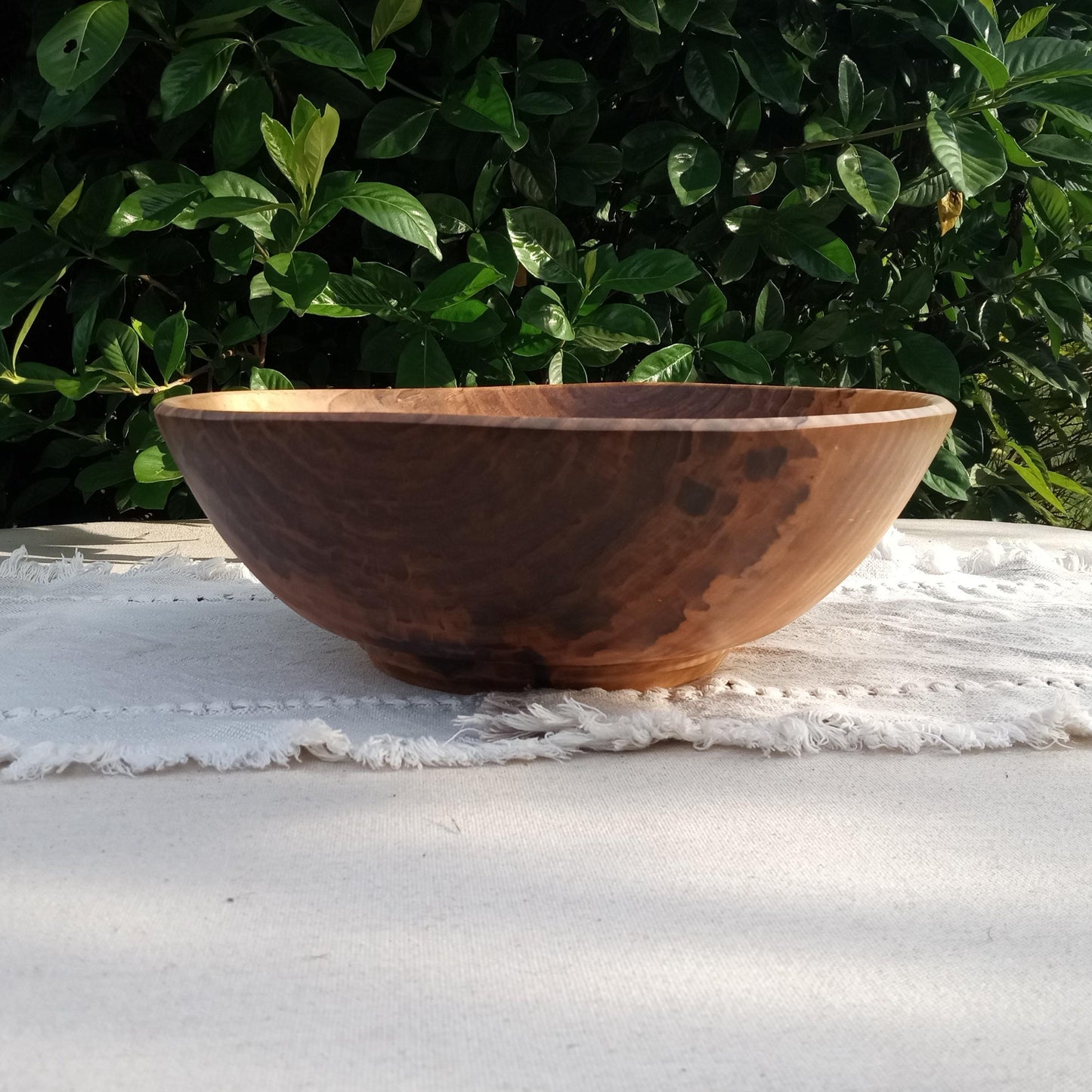 Stunning Curly Maple Wood Bowl - Handcrafted Centerpiece for the Table - 14" Natural Edge Wooden Salad Serving Bowl - Artistic Decor Gifts