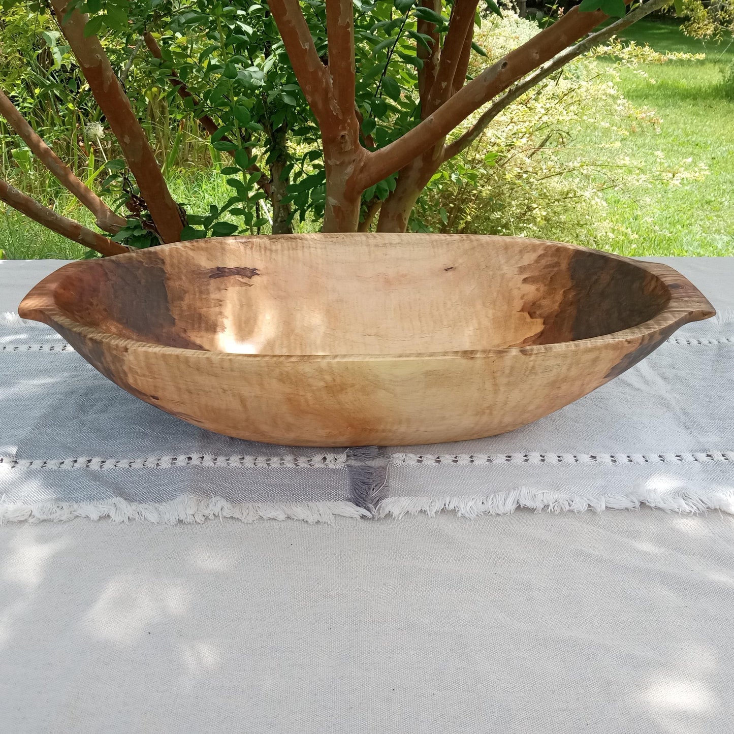 Food Safe Dough Bowl - Handmade Maple Wood Bowl - Unique Gift for Mom - Figured Wood Centerpiece Bowl for the Table