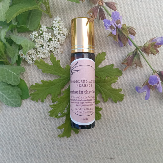 Sunrise in the Garden - Essential Oil Perfume Roller with Spearmint, Geranium & Lemongrass - Herbal Body Oil Roller - Natural Fragrance