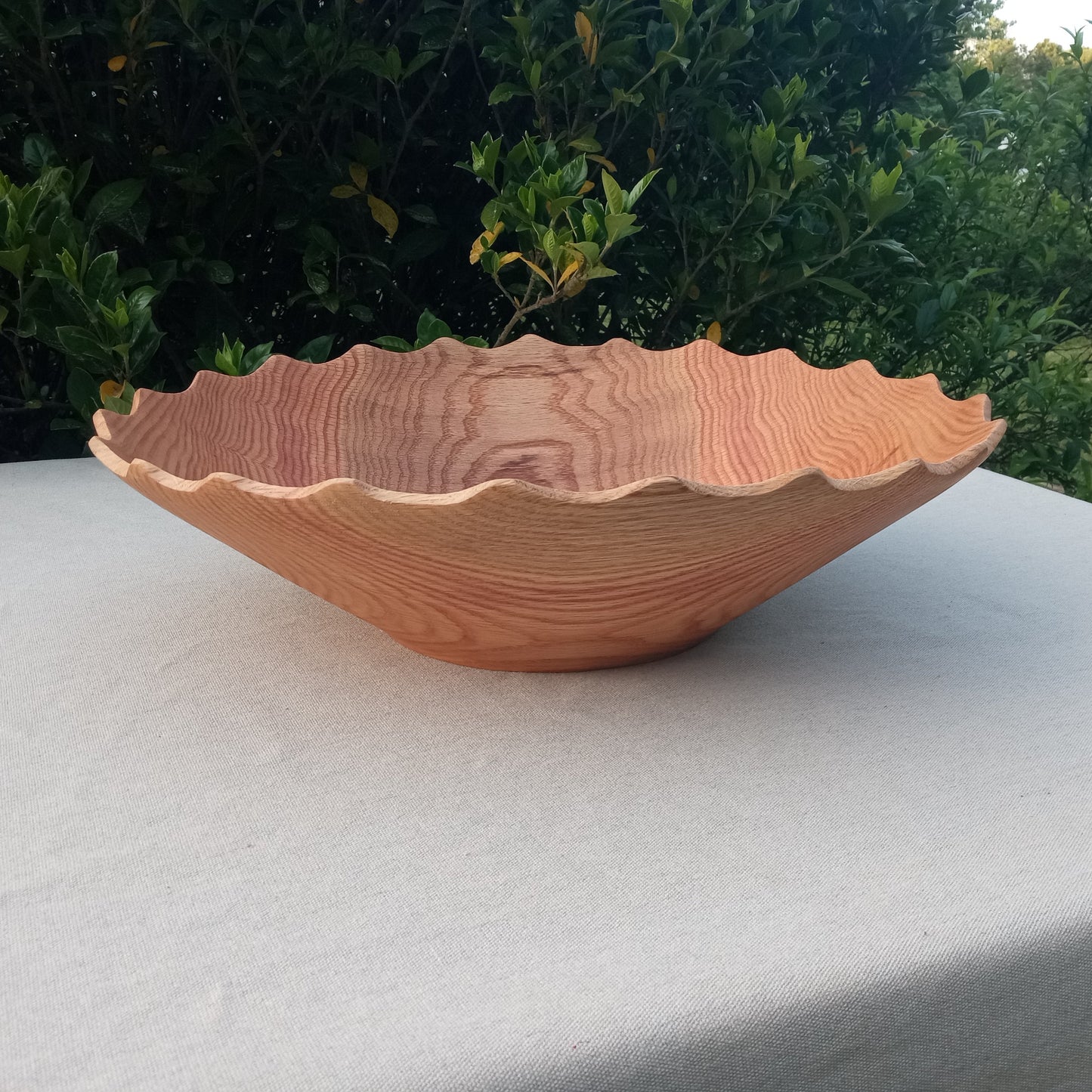 Large Handmade Oak Wood Bowl - Turned Wood Salad Bowl - Wood Centerpiece for the Table - Natural Dining Room Decor - 18" Salad Serving Bowl