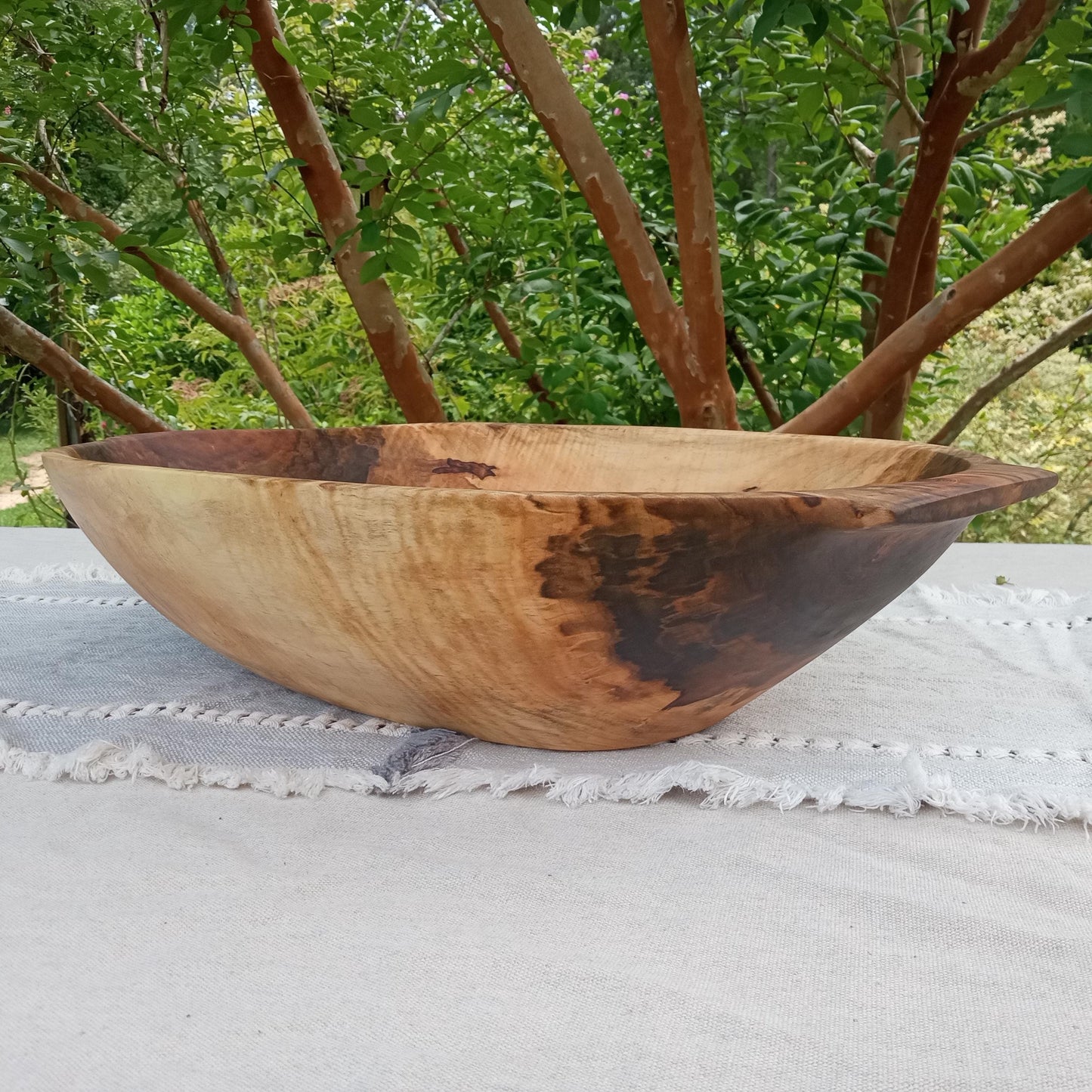 Food Safe Dough Bowl - Handmade Maple Wood Bowl - Unique Gift for Mom - Figured Wood Centerpiece Bowl for the Table