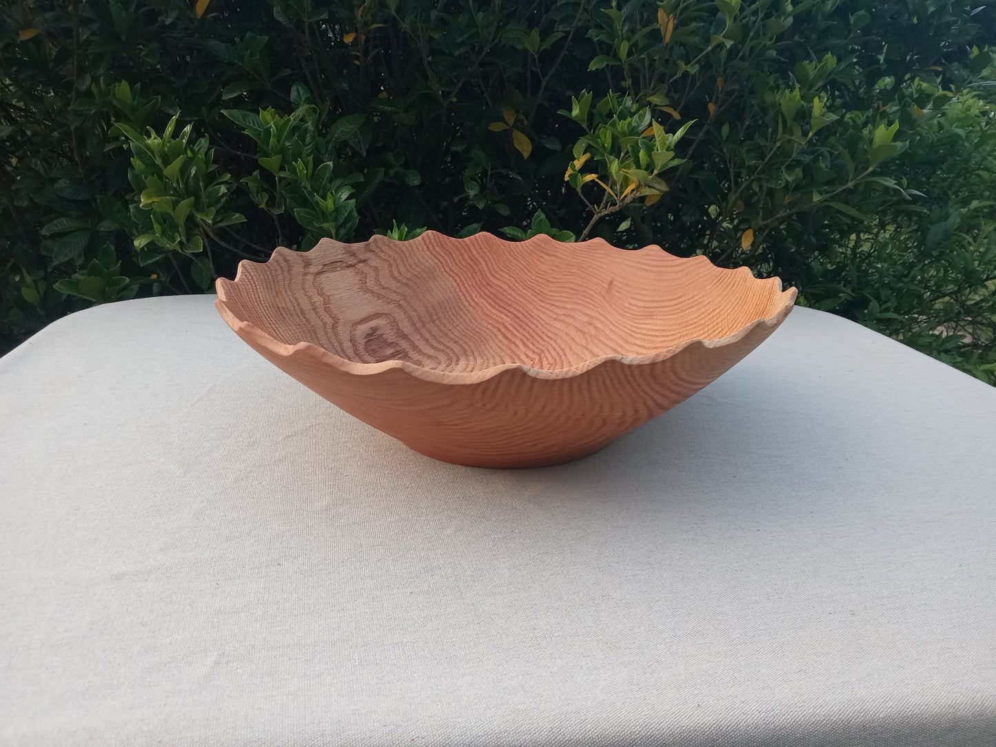 Large Handmade Oak Wood Bowl - Turned Wood Salad Bowl - Wood Centerpiece for the Table - Natural Dining Room Decor - 18" Salad Serving Bowl