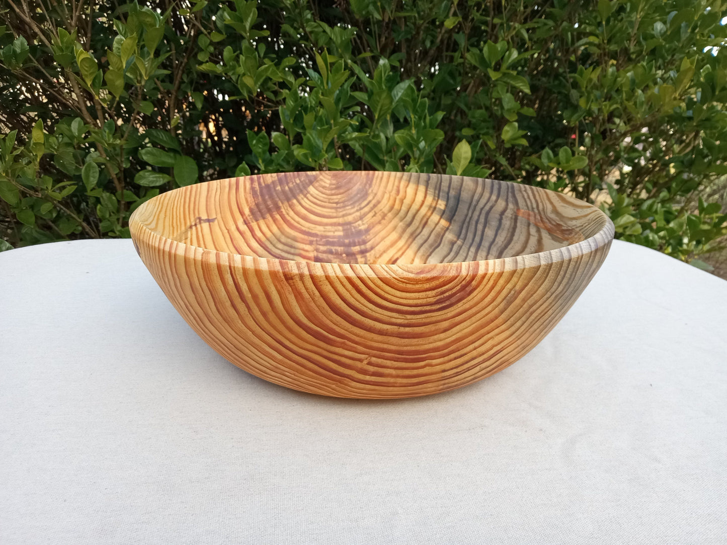 16" Pine Wood Salad Bowl - Country Kitchen Decor - Turned Wood Bowls for Serving - Handmade Wooden Serveware - Birthday Gift for Home