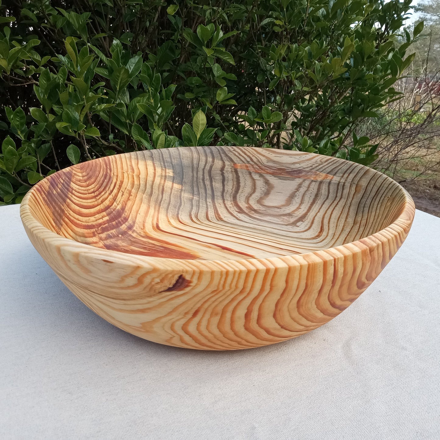 16" Pine Wood Salad Bowl - Country Kitchen Decor - Turned Wood Bowls for Serving - Handmade Wooden Serveware - Birthday Gift for Home