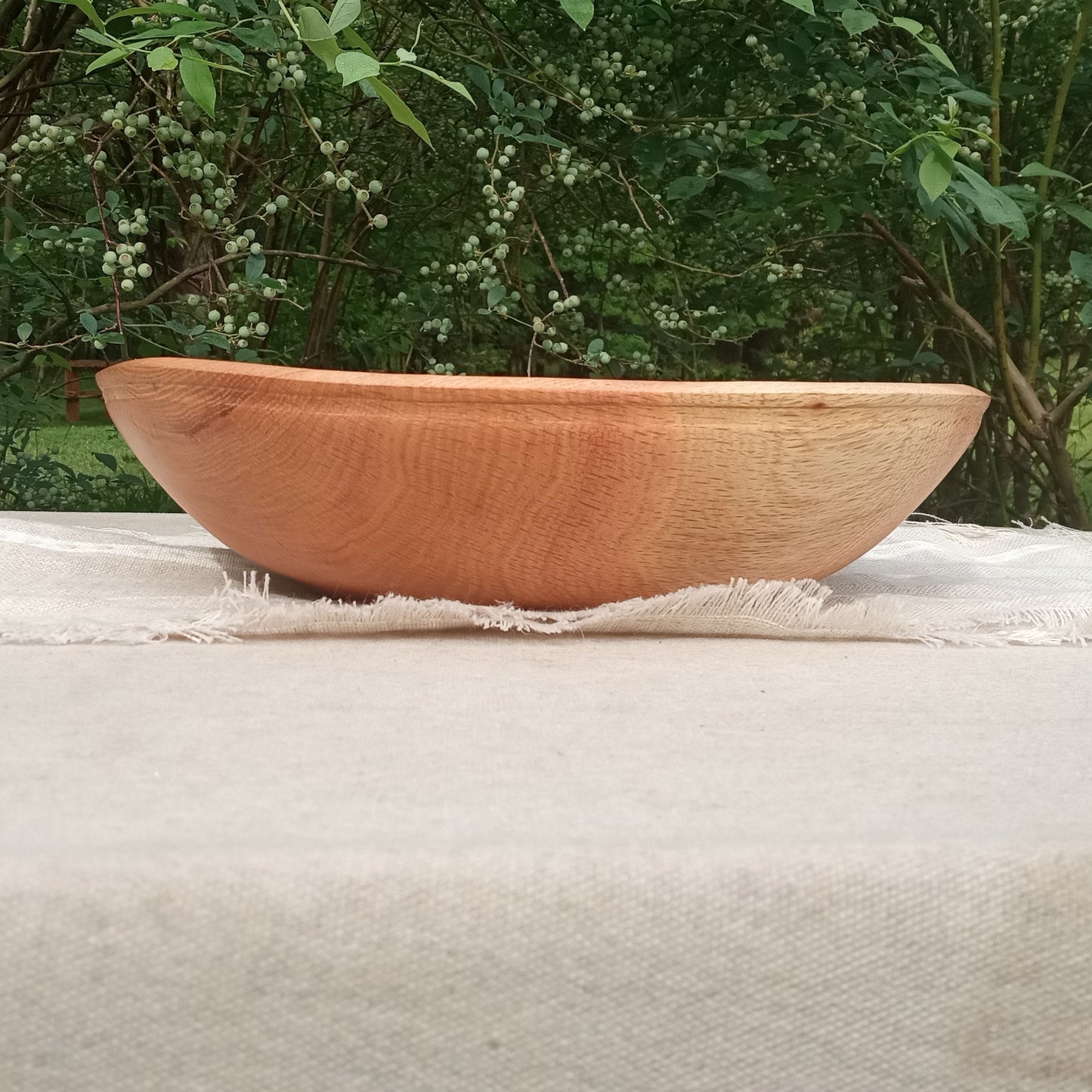 Handmade Oak Wood Bowl - Natural Edge Turned Wood Salad Bowl - Handcrafted Wooden Centerpiece for the Table -Housewarming Gift for Couple