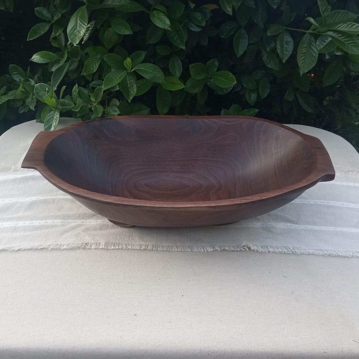 22" Black Walnut Wood Bowl with Burl Detail - Handmade Footed Wooden Dough Bowl - Centerpiece for the Table - Wedding Gift for the Home