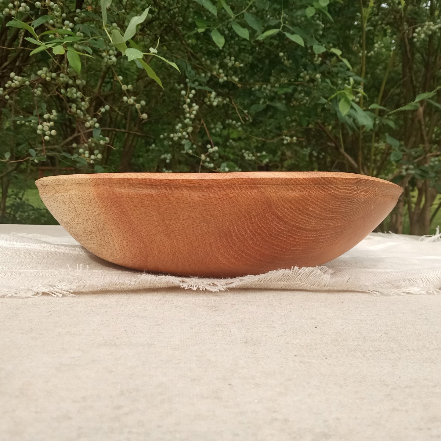 Handmade Oak Wood Bowl - Natural Edge Turned Wood Salad Bowl - Handcrafted Wooden Centerpiece for the Table -Housewarming Gift for Couple