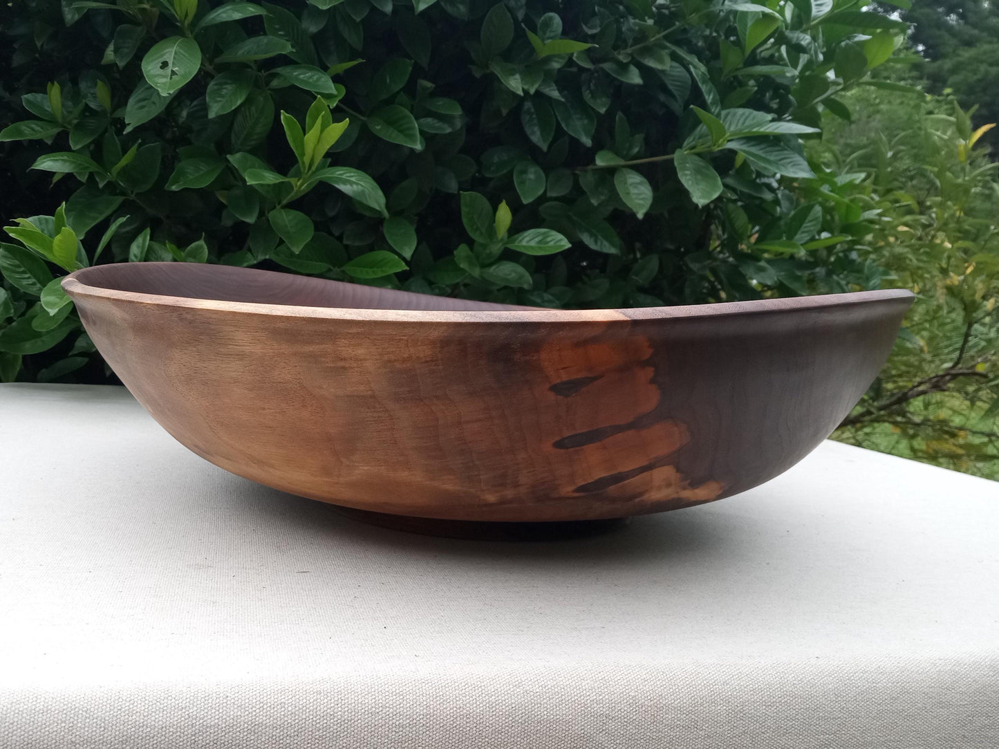 Extra-Large 20" Black Walnut Wood Salad Bowl - Unique Handmade Wooden Serving Bowl - Rare Turned Wood Centerpiece - Oversized OOAK Wood Bowl