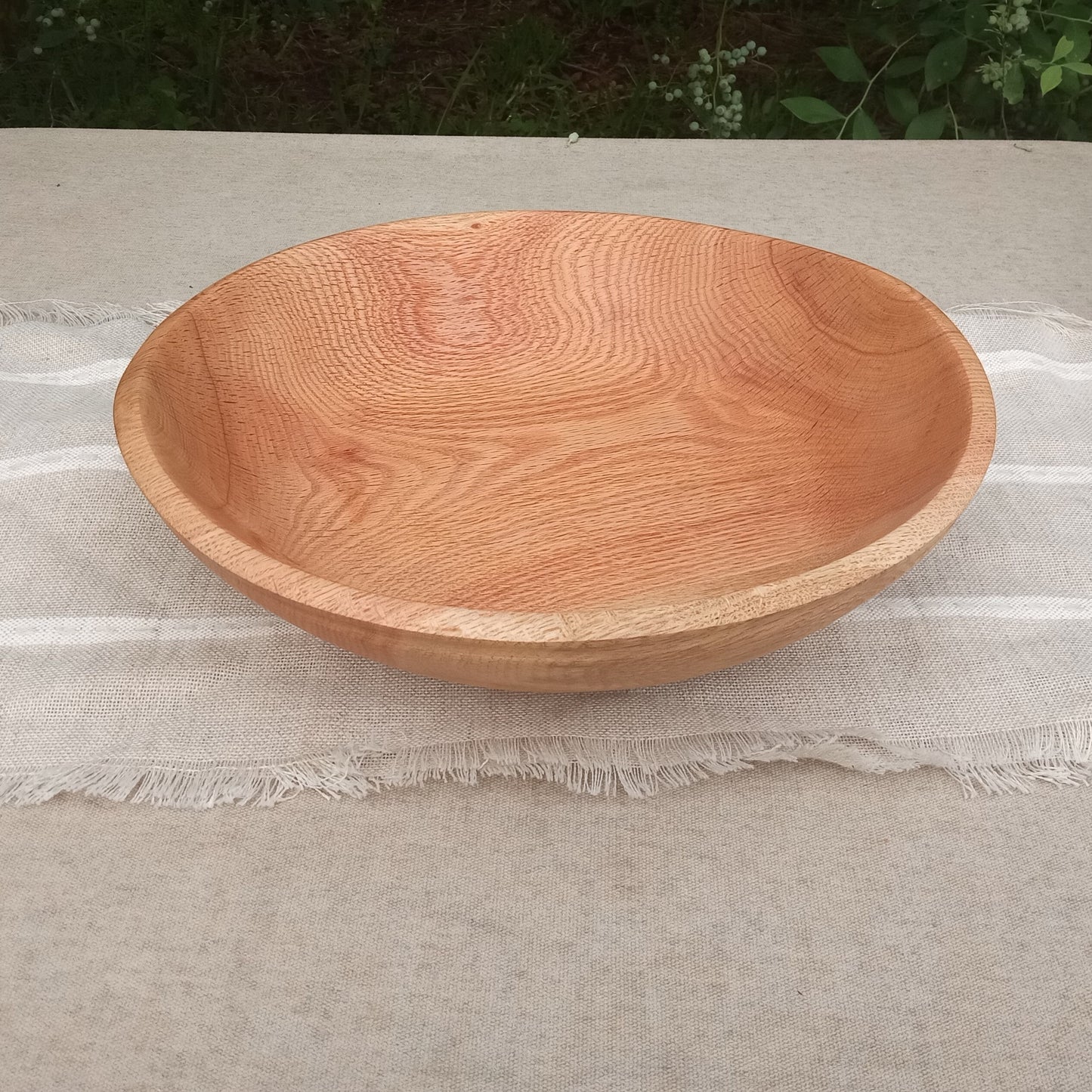 Handmade Oak Wood Bowl - Natural Edge Turned Wood Salad Bowl - Handcrafted Wooden Centerpiece for the Table -Housewarming Gift for Couple