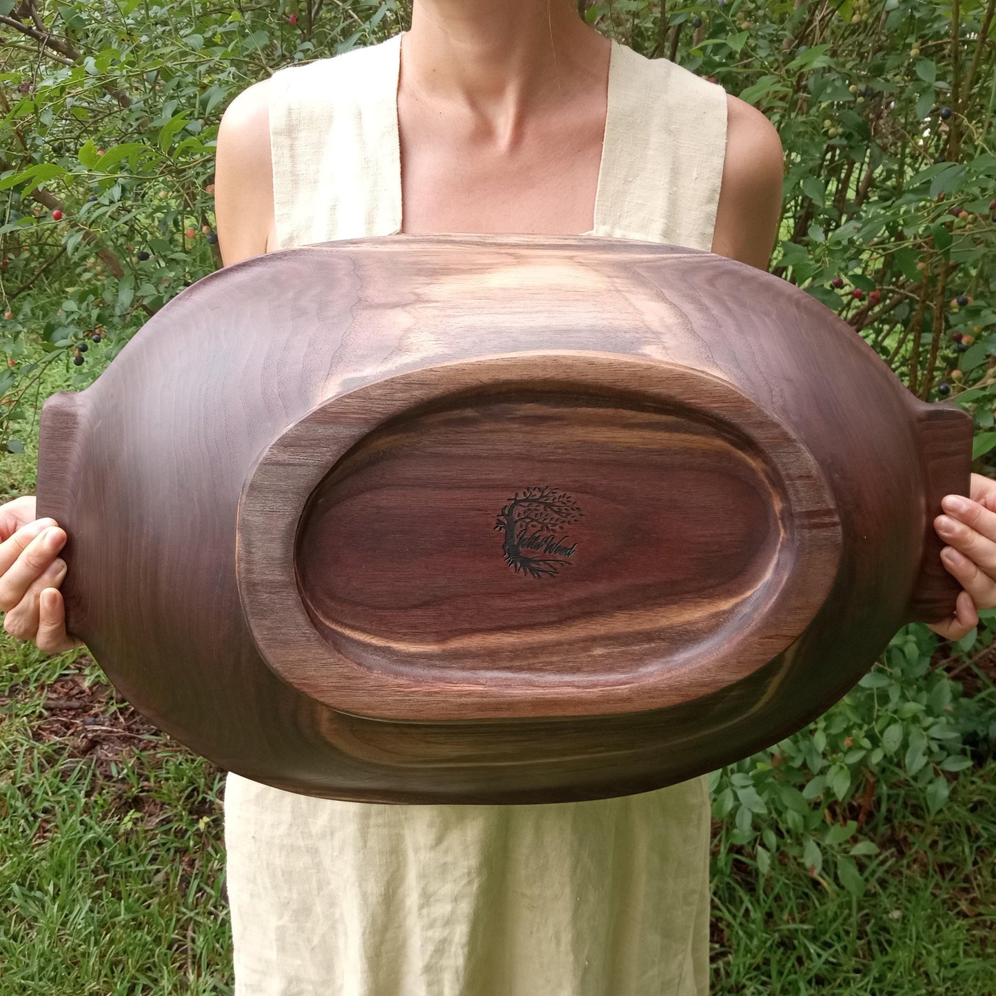 23" Walnut Wood Bowl - Handcrafted Wood Dough Bowl - Large Wooden Serving Bowl - Wood Centerpiece for the Table - Wedding Gift for the Home