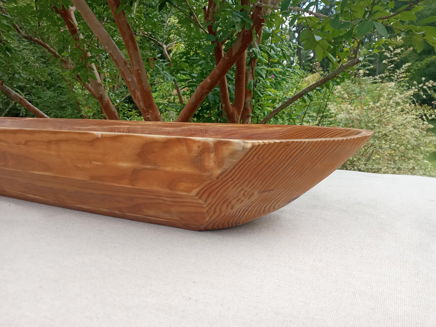 Extra Long Handmade Wooden Trough - Rustic Pine Wood Centerpiece for the Table - 58" Hand Carved Trencher - Unique Country Farmhouse Decor