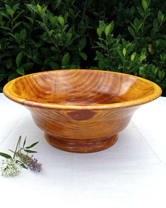 Colorful Wood Decor Bowl - Pine Pedestal Bowl - Turned Wood Bowls - Elegant Table Art - Artistic Home Accents - Handmade Wooden Bowl