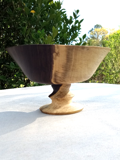 Hand Turned Walnut Wood Chalice - Elegant Natural Edge Wooden Pedestal Bowl - Handmade Functional Table Art for Living Room - Unique Wood Gifts for Home